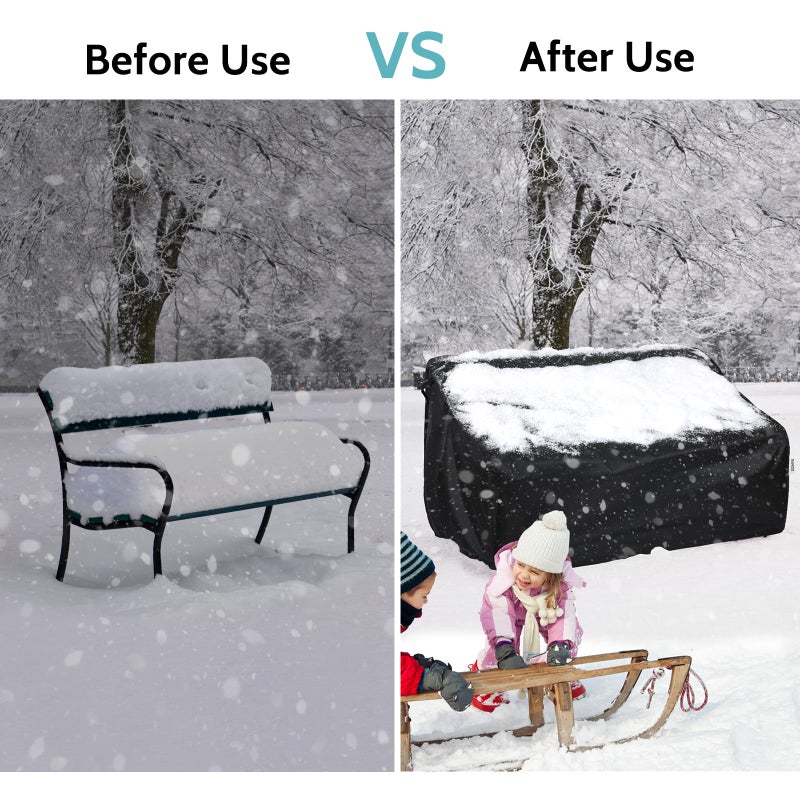 أغطية الأثاث الخارجية Varietyface مقاومة للماء، تناسب ما يصل إلى 60 بوصة عرض × 34 بوصة عمق × 31 بوصة ارتفاع، أغطية أريكة الفناء مقاومة للشمس، أغطية أثاث الحديقة، أسود - Image 5